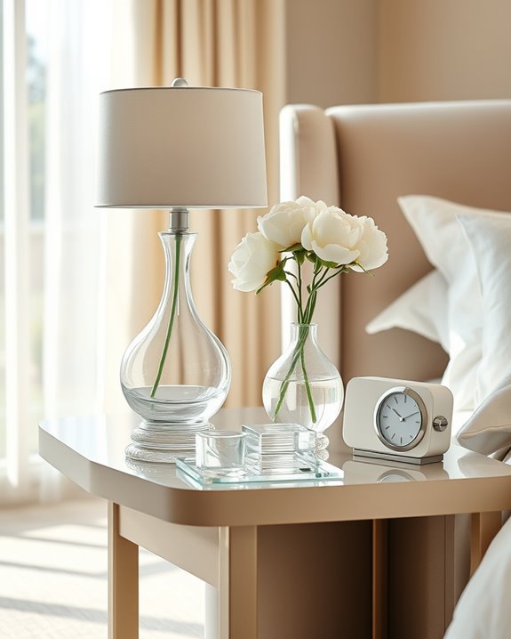elegant glass bedside decor