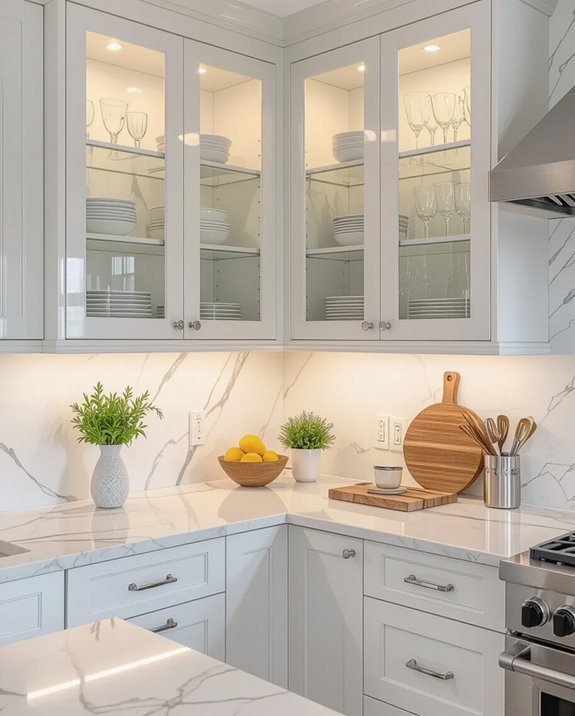 elegant glass front cabinetry