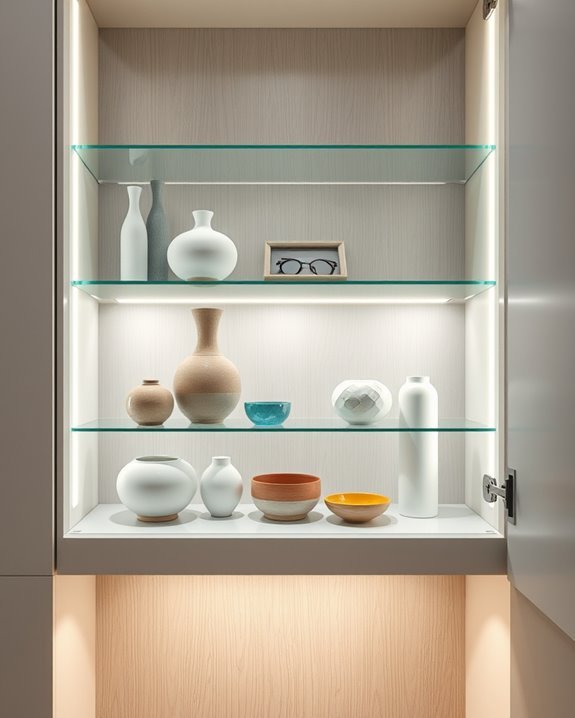 elegant glass shelf illumination
