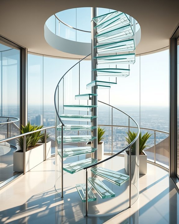 elegant glass spiral staircases