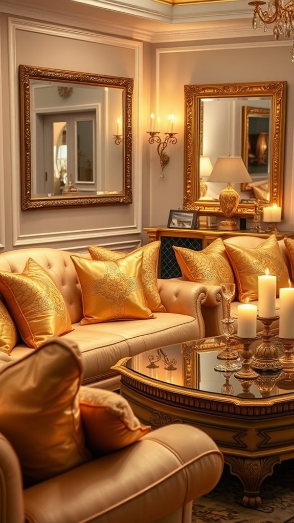 elegant gold accent cushions
