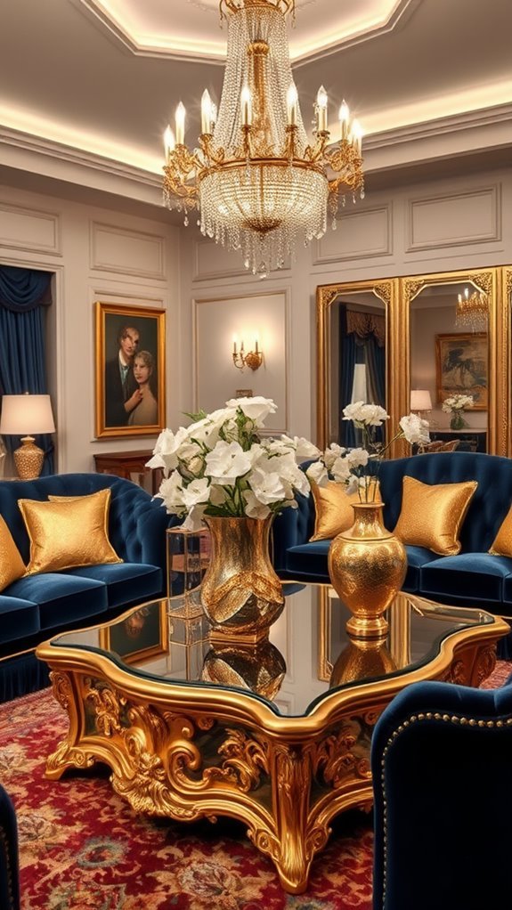 elegant gold accented furnishings