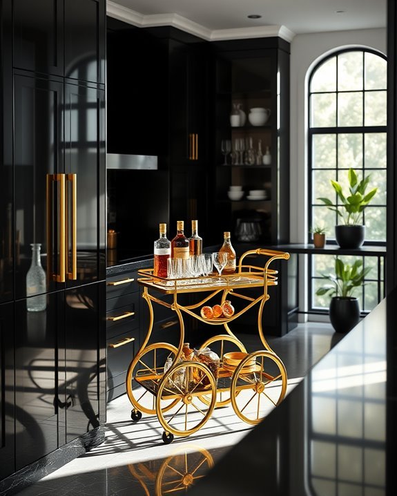 elegant gold bar cart