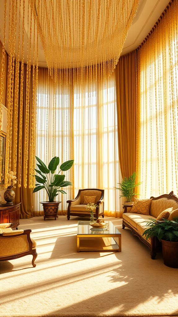 elegant gold beaded drapes