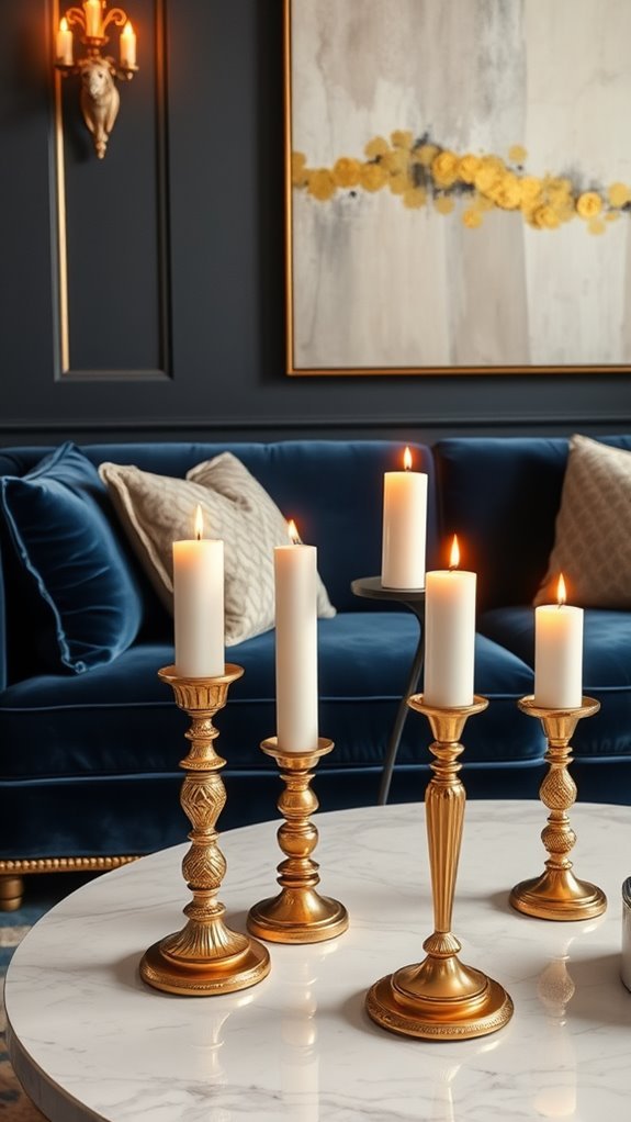 elegant gold candle holders