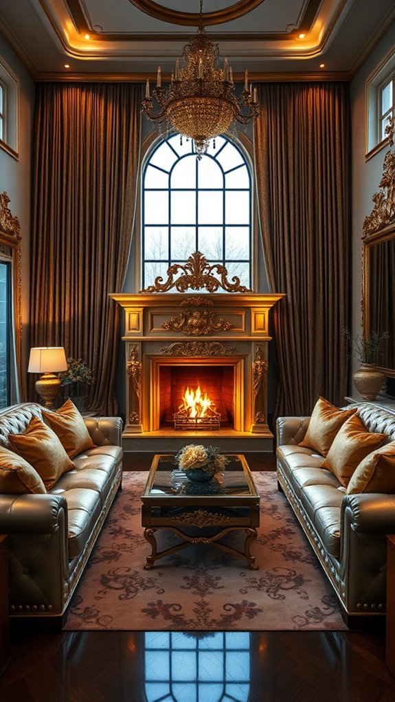 elegant gold fireplace designs