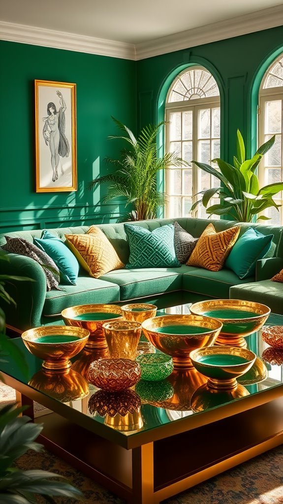elegant gold green bowls