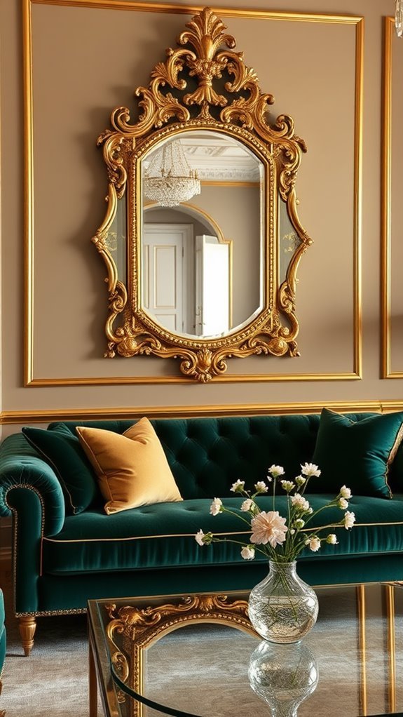 elegant gold mirrors displayed