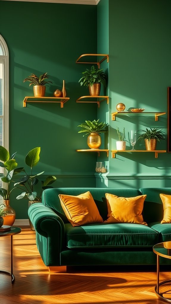 elegant gold shelving units