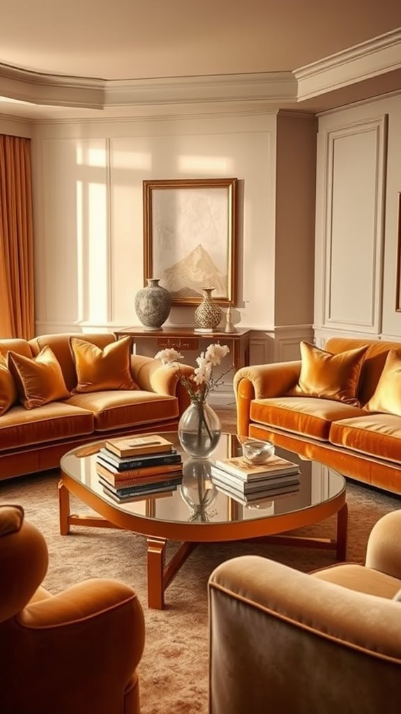 elegant gold tables contrast beige