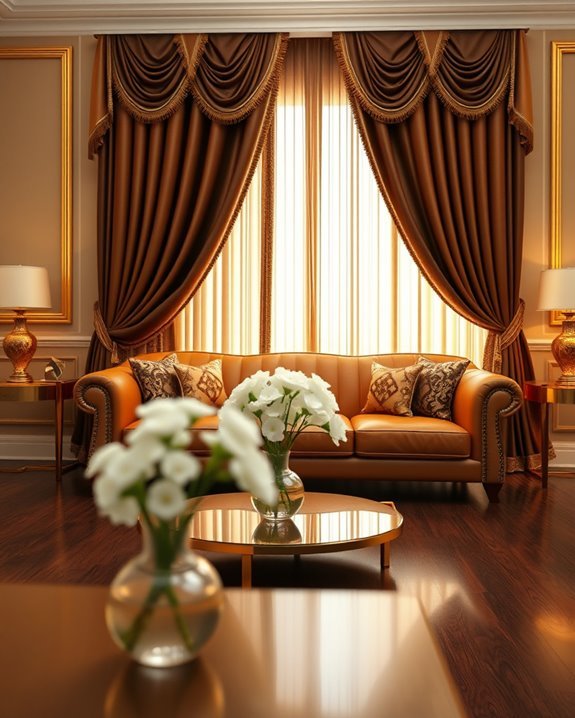 elegant gold trimmed curtains