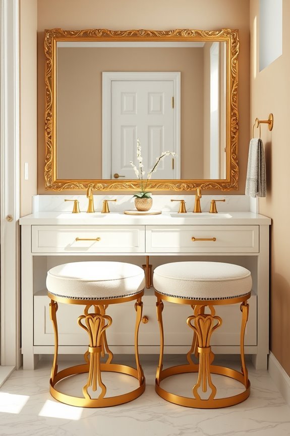 elegant gold vanity stools