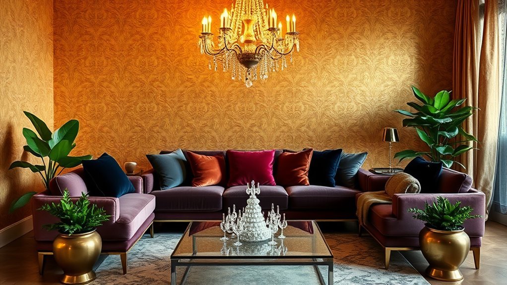 Gold Wallpaper Living Room Ideas for Luxurious Ambience