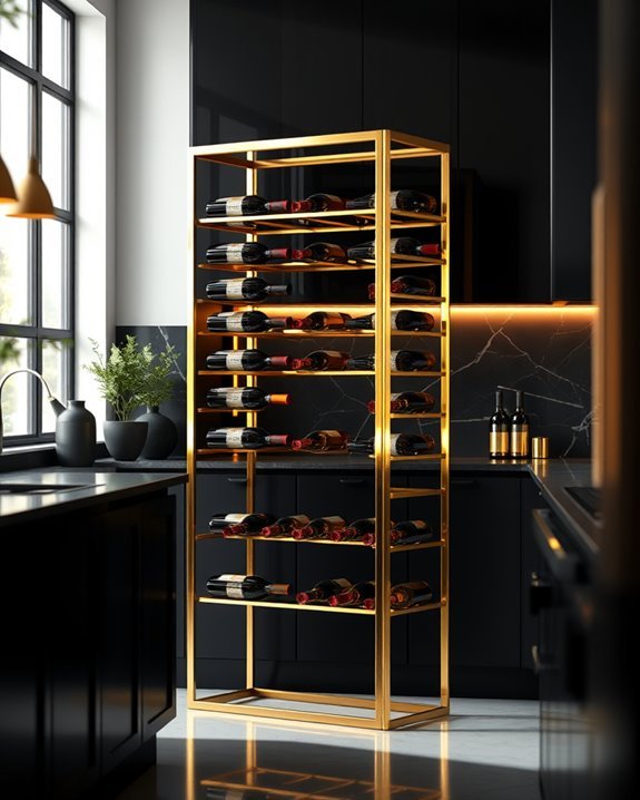 elegant gold wine storage