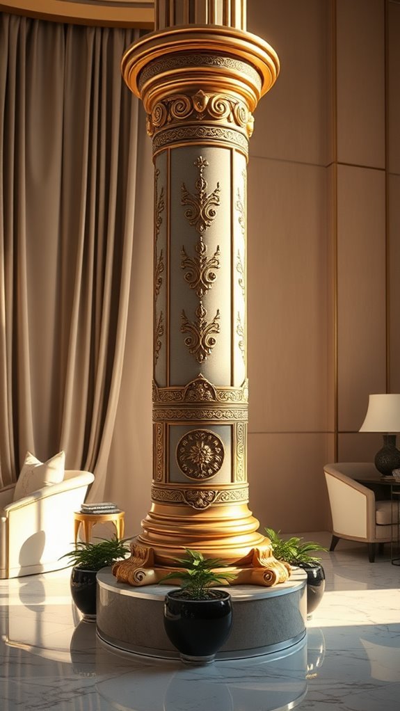 elegant golden accented pillars