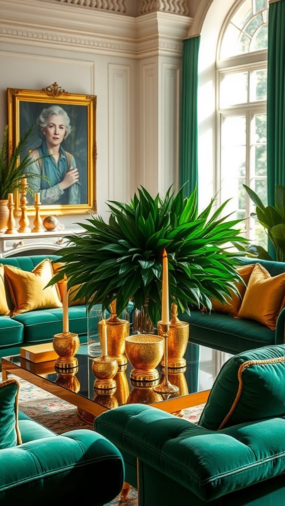 elegant green gold decor