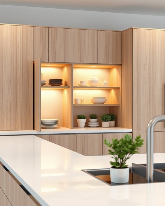elegant illuminated cabinet doors