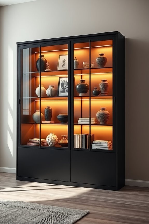 elegant illuminated display cabinets
