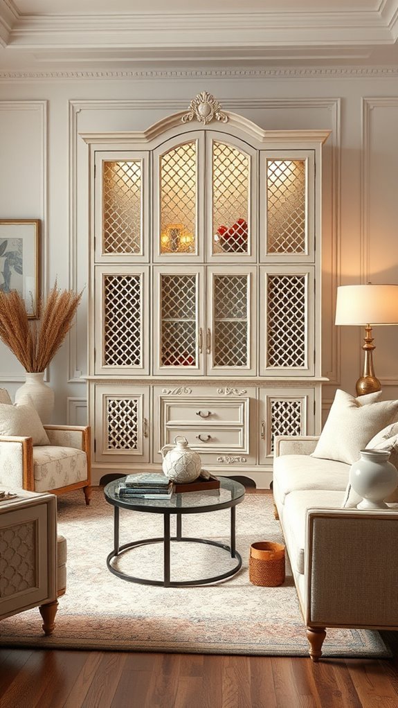 elegant lattice front cupboards