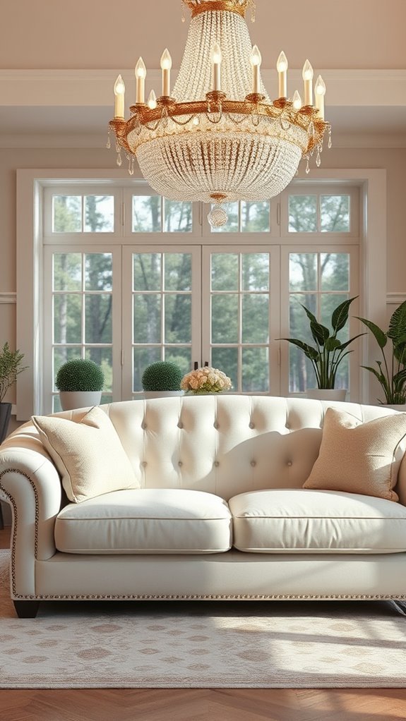 elegant lighting above sofa
