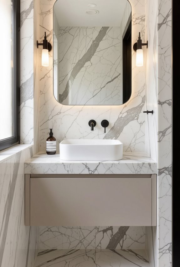 elegant marble accents for small bathrooms