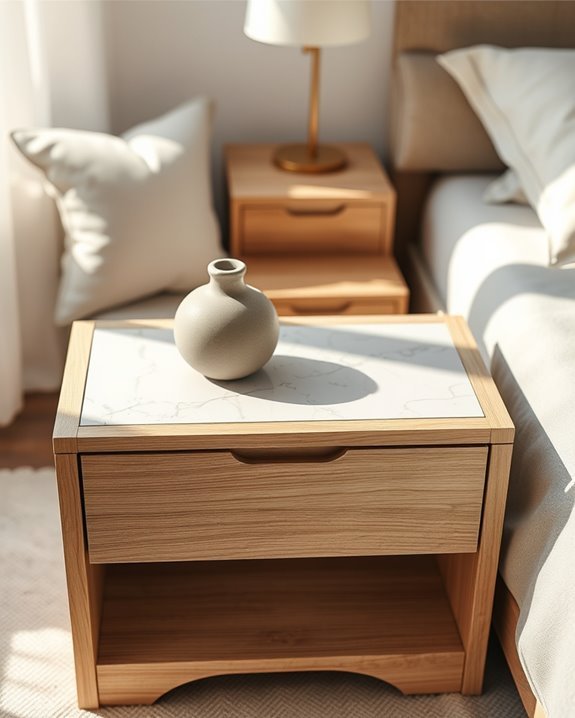 elegant marble inlay nightstand