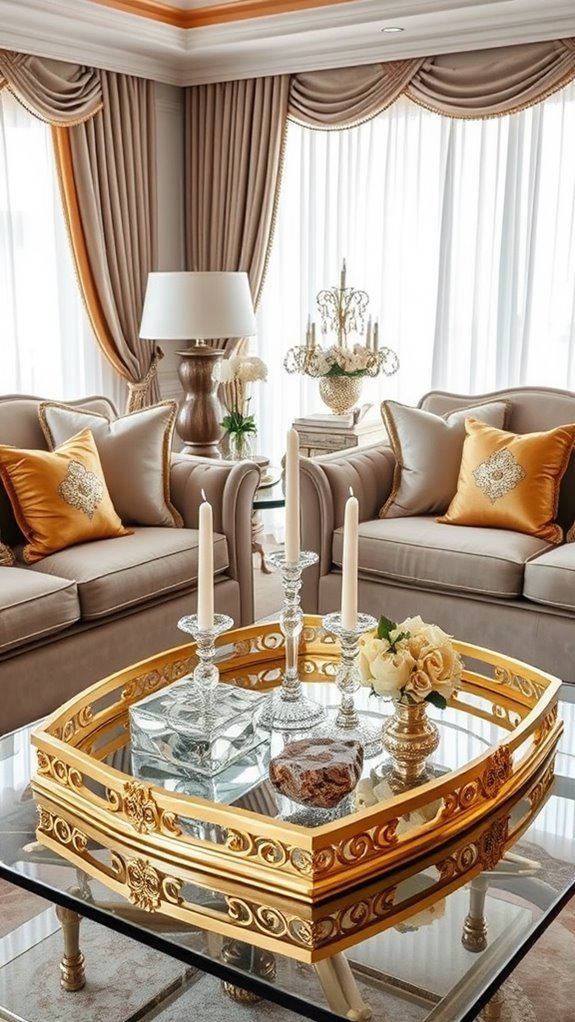 elegant metallic serving trays