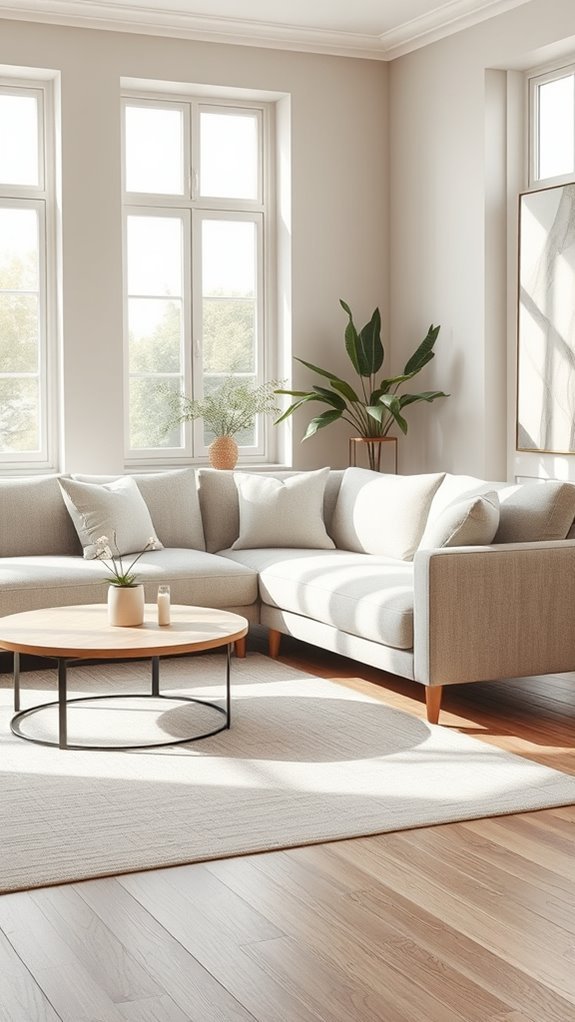 elegant neutral l shaped sofa