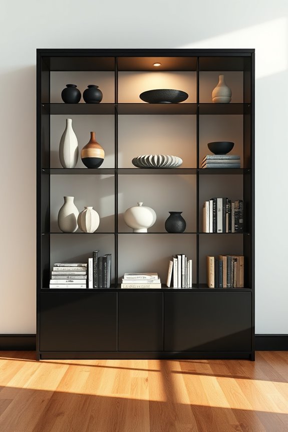elegant open back display cabinets