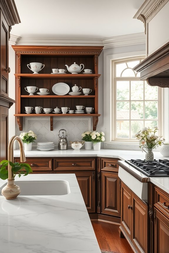 elegant open shelving display