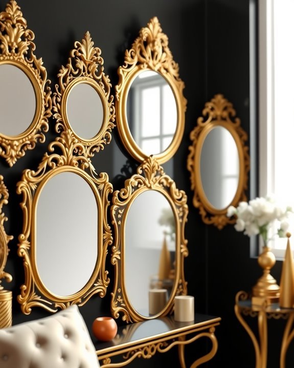 elegant ornate mirror accents