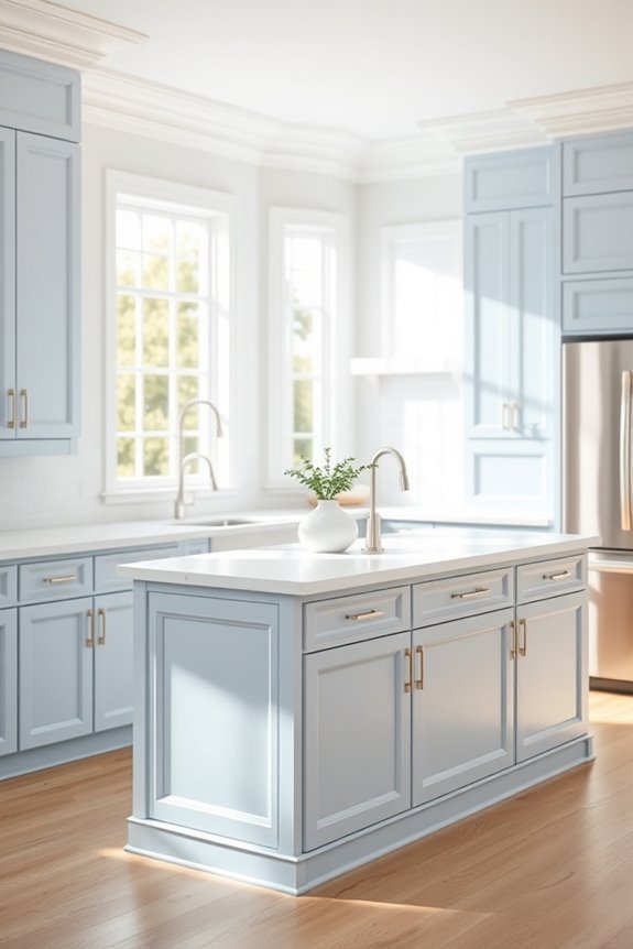 elegant pale blue cabinetry