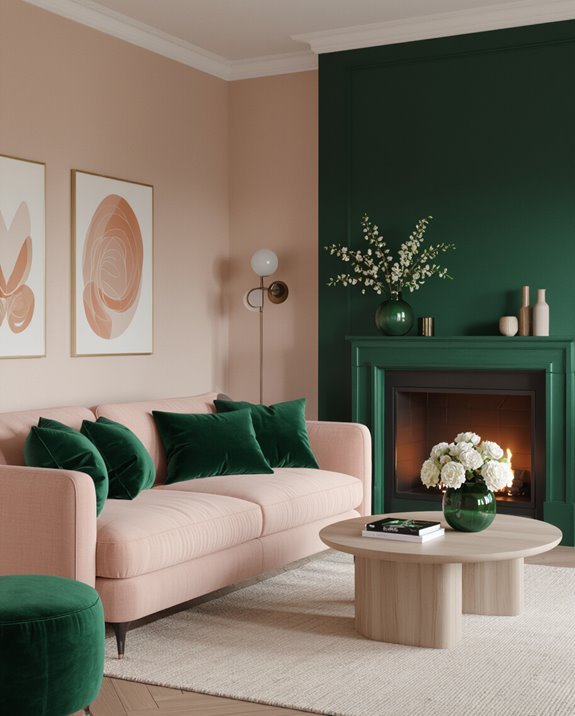 elegant peach and emerald