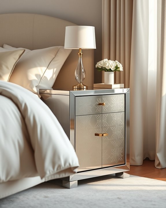 elegant reflective nightstand decor