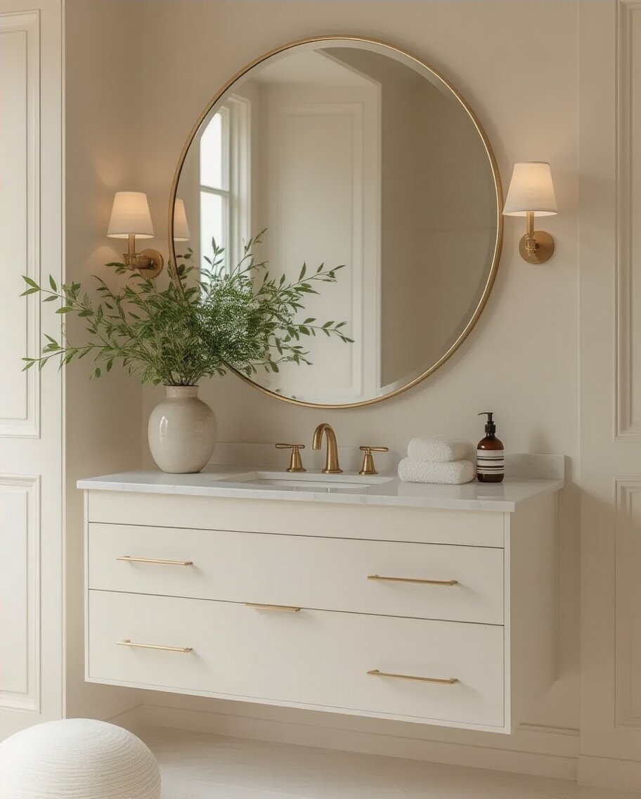 elegant round mirror placement