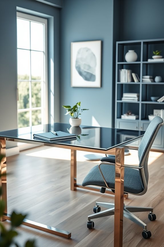 elegant steel blue accents