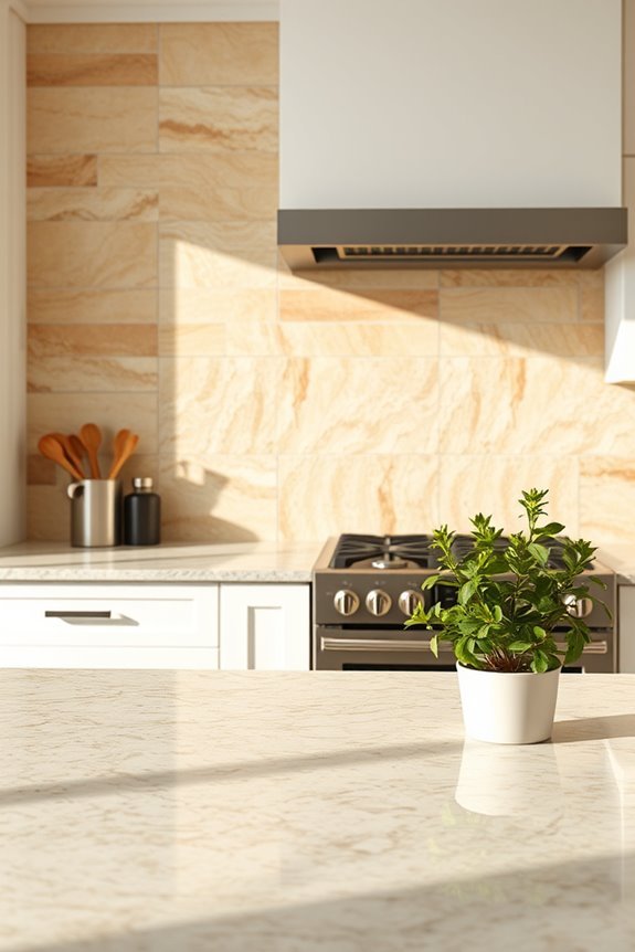 elegant travertine kitchen backsplash