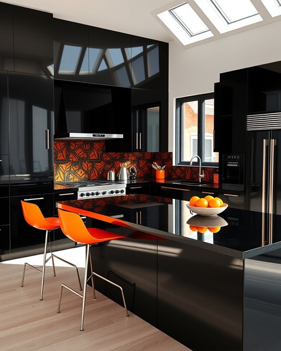 elegant vibrant kitchen contrast