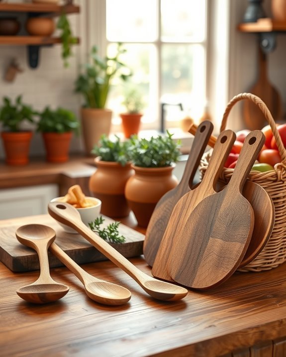 elegant wooden kitchen tools