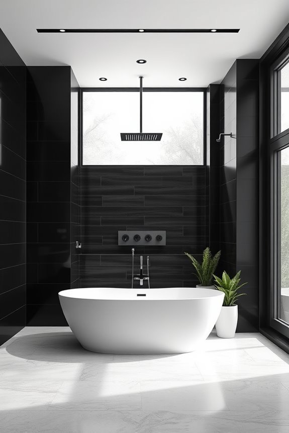 elevate bathroom with black tile