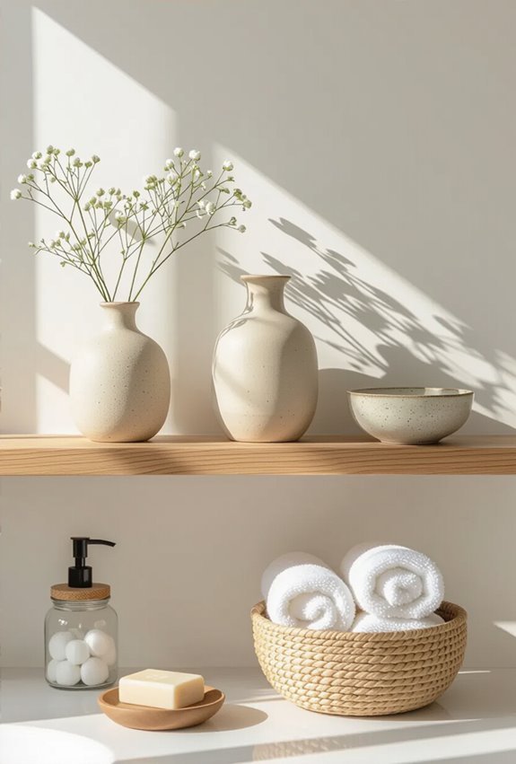 elevated artisanal pottery bathroom display