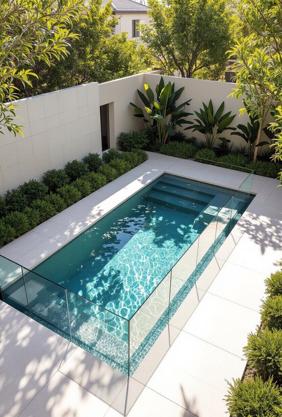 elevated glass sided floating pool