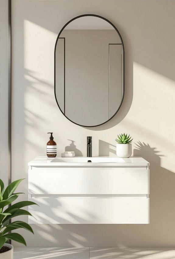 elongated minimalist oval mirrors