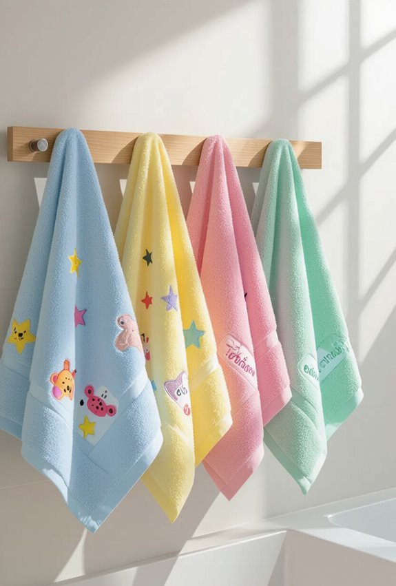embroidered colorful personalized kids towels