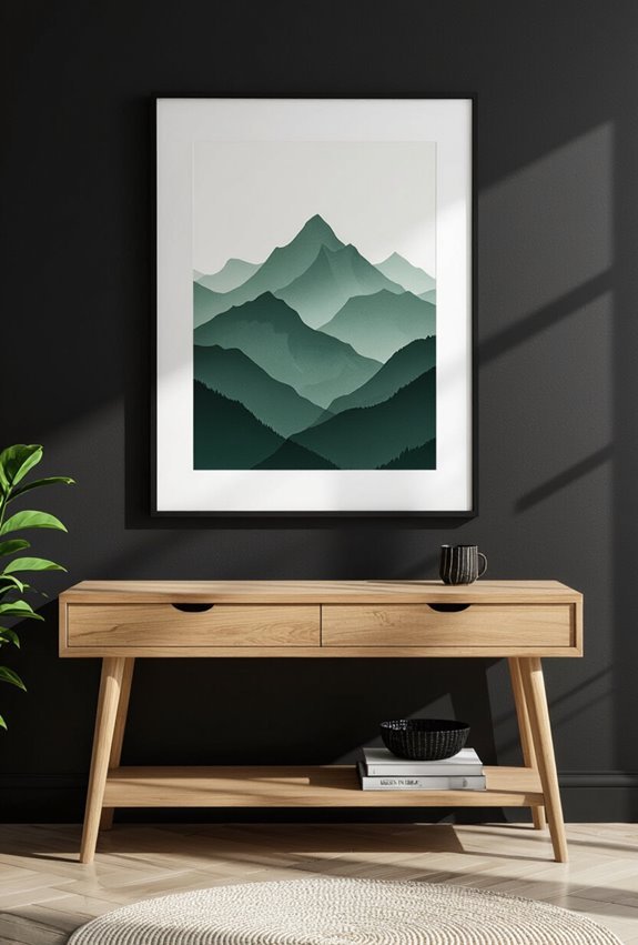 emerald peaks against black