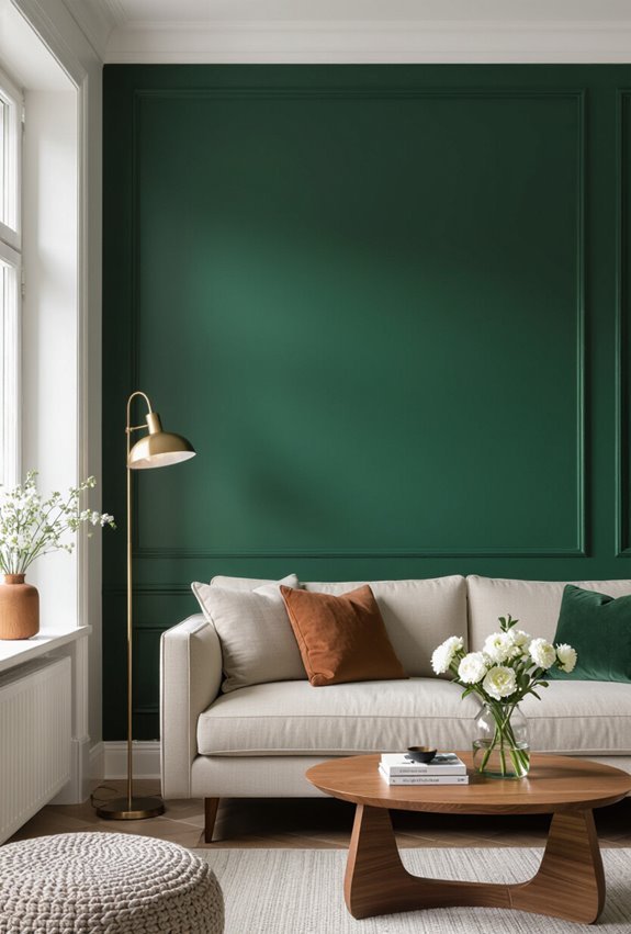 emerald velvet dramatic accent wall