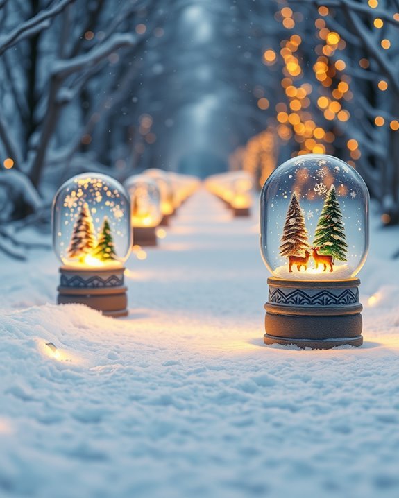 enchanting pathway snow globes