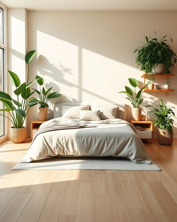 enhance bedroom with plants