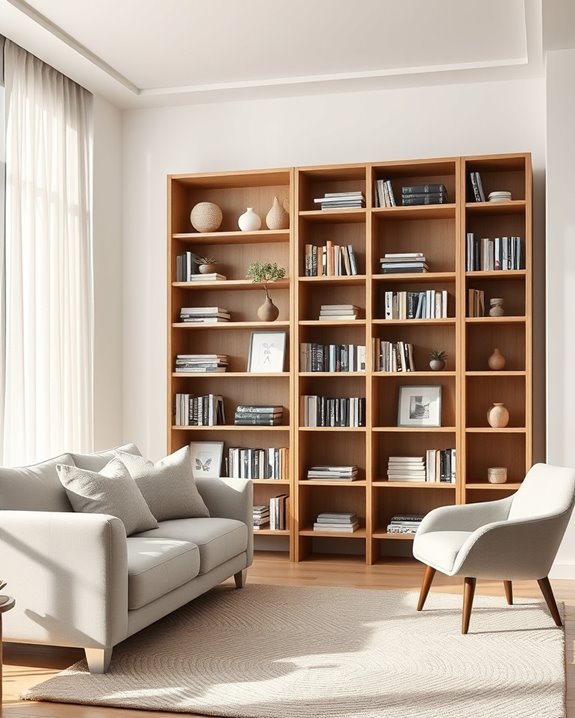 enhance space with vertical bookshelves
