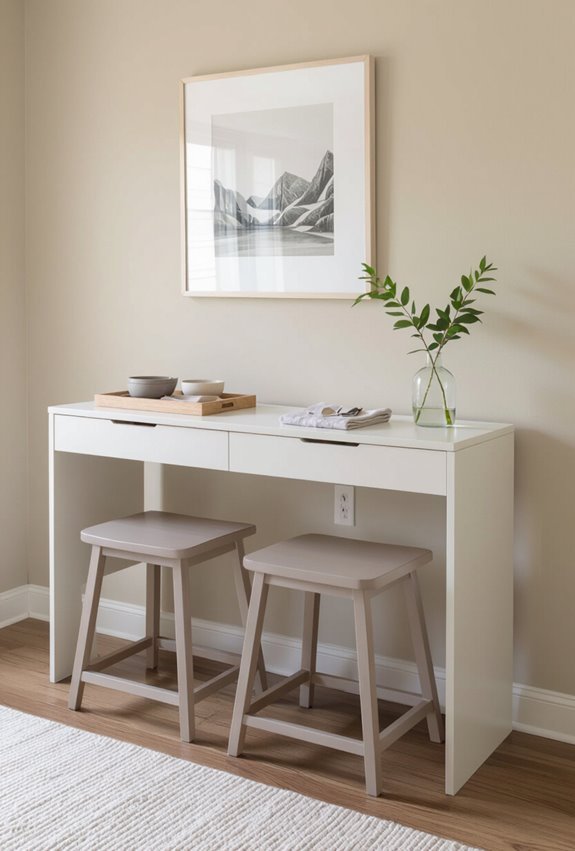 entry bench with foldaway table